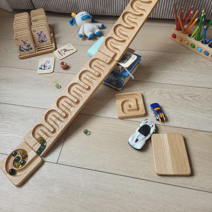 Wooden marble run track race