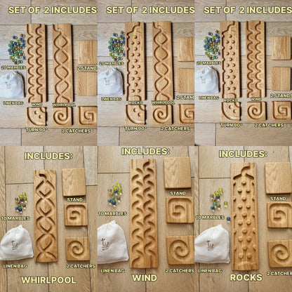 Wooden marble run track race