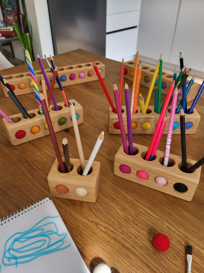 Wooden pencil holder with holes for felt balls PENCILS NOT INCLUDED