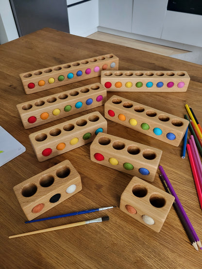 Wooden pencil holder with holes for felt balls PENCILS NOT INCLUDED