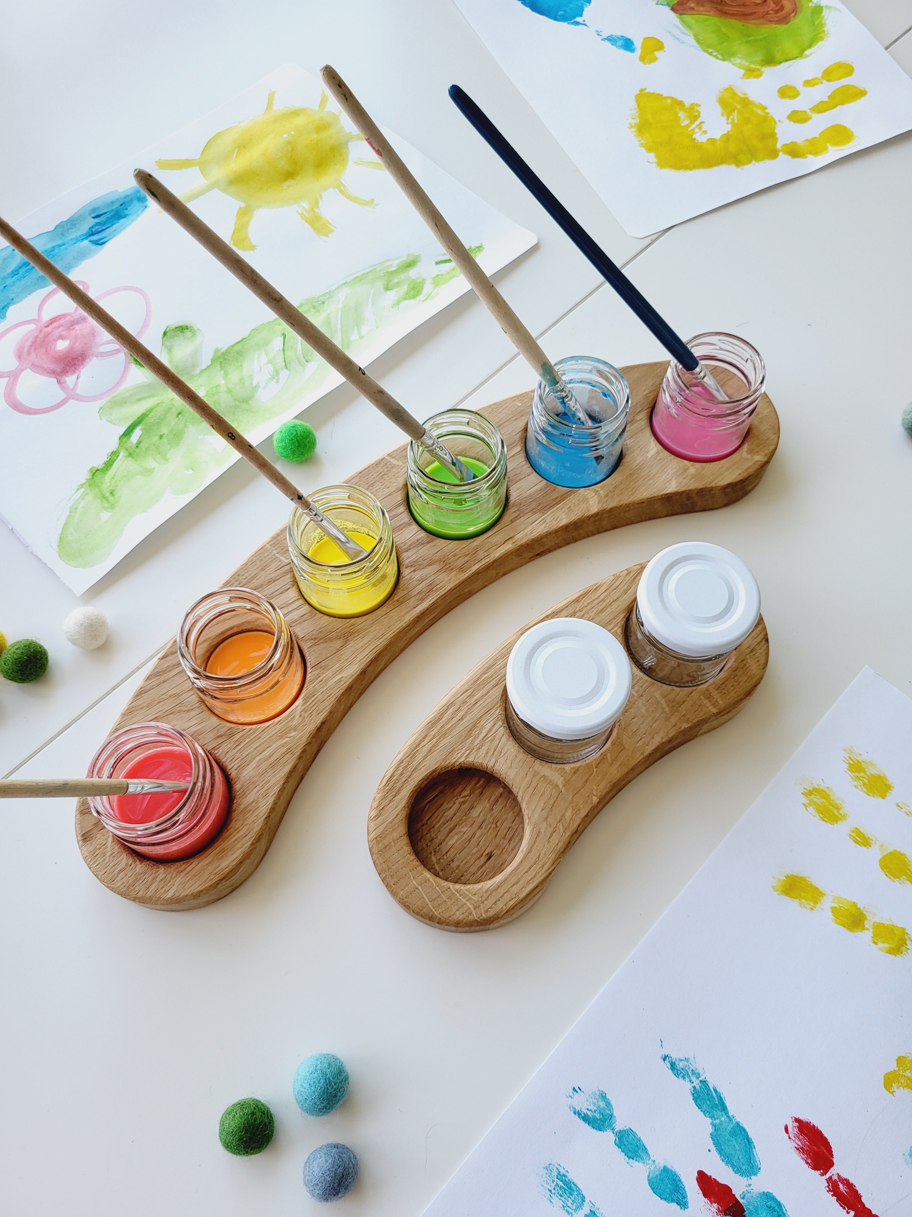 Paint jar holder ark shape for 3 or 6 jars, brush holder, watercolor painting, sorting tray, watercolor tray, pencil holder (Copy) (Copy)