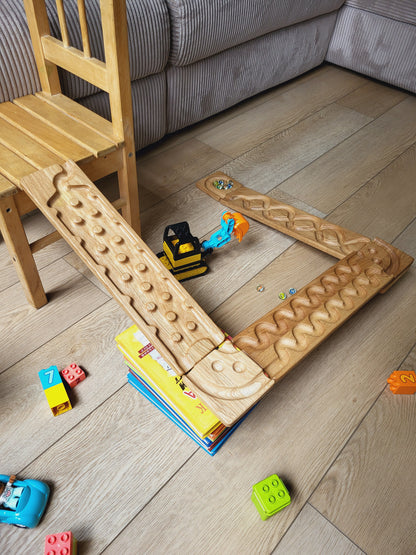 Wooden marble run track race