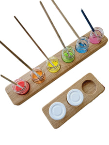 Paint jar holder straight shape for 3 or 6 jars, brush holder, watercolor painting, sorting tray, watercolor tray, pencil holder (Copy)