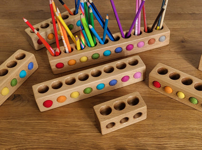 Wooden pencil holder with holes for felt balls PENCILS NOT INCLUDED