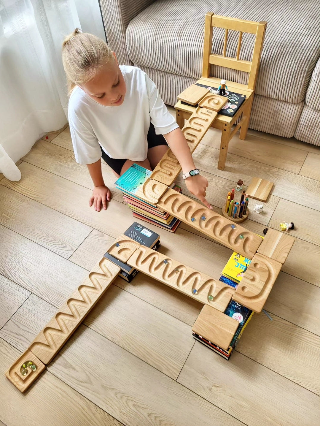 Marble run track maze labyrinth