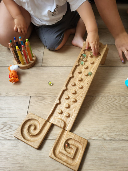 Wooden marble run track race