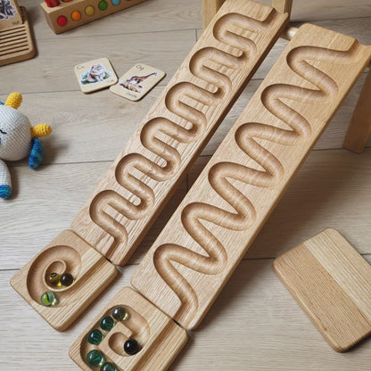 Wooden marble run track race