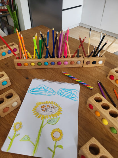 Pot à Crayons en Bois pour Enfants, Organisateur de Bureau Montessori en Diverses Tailles, Cadeau de Rangement Personnalisé pour Matériel d'Art