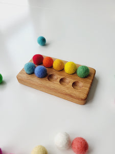 Ten frame with felt balls, Montessori educational materials