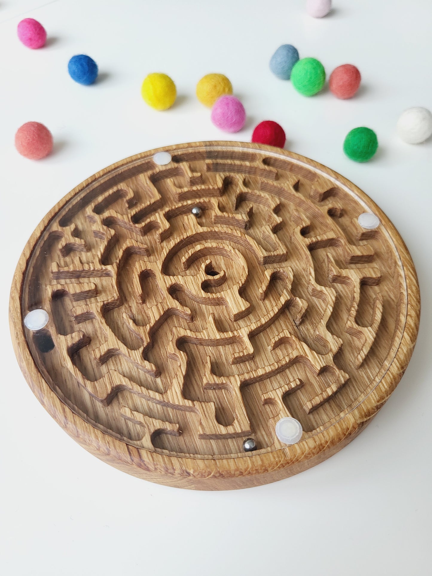 Double-sided wooden labyrinth game, maze