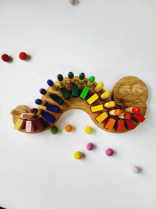 Caterpillar shaped holder for Stockmar blocks and sticks crayons