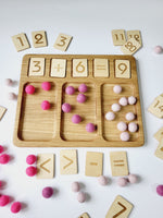 Load image into Gallery viewer, Math board 1-20 with trays and pink felt balls
