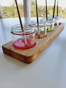 Paint jar holder straight shape for 5 big jars, brush holder, watercolor painting, sorting tray, watercolor tray, pencil holder
