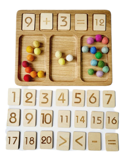 Math Board 1-20 with Trays & Rainbow Felt Balls | Educational Math Tools for Kids