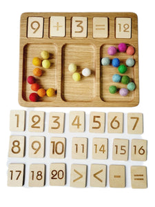 Math board 1-20 with trays and rainbow felt balls