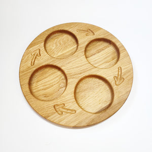 Montessori life cycle reversible tray, with 4 sections on 1 side and with 5 sections on the back side