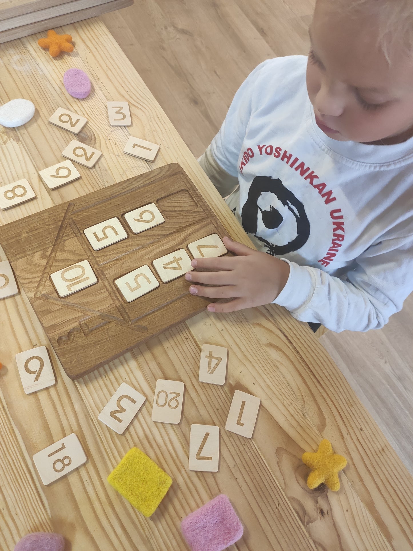 House Math board with set of numbers cards