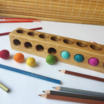 Load image into Gallery viewer, Wooden pencil holder with 10 holes for felt balls, desk organizer
