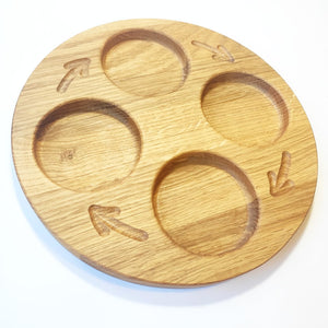 Montessori life cycle reversible tray, with 4 sections on 1 side and with 5 sections on the back side
