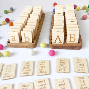 English uppercase and lowercase cards with holder