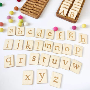 English uppercase and lowercase cards with holder