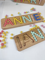 Load image into Gallery viewer, Wooden name board with felt balls
