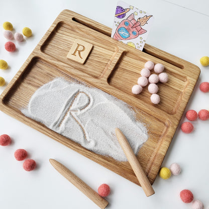 Read, write, create sand tray with letters cards