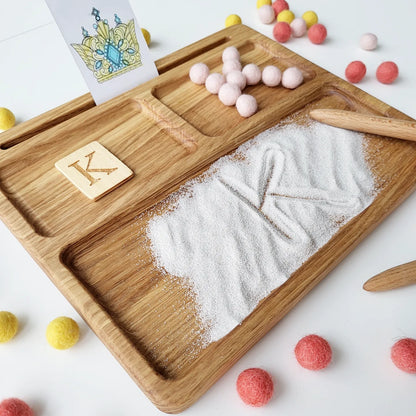 Read, write, create sand tray with letters cards