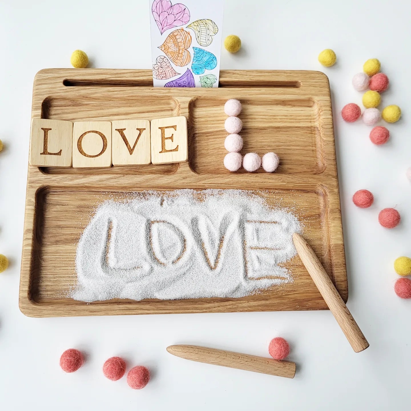 Read, write, create sand tray with letters cards