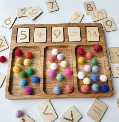 Math Board 1-20 with Trays & Rainbow Felt Balls | Educational Math Tools for Kids