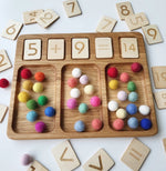 Load image into Gallery viewer, Math board 1-20 with trays and rainbow felt balls
