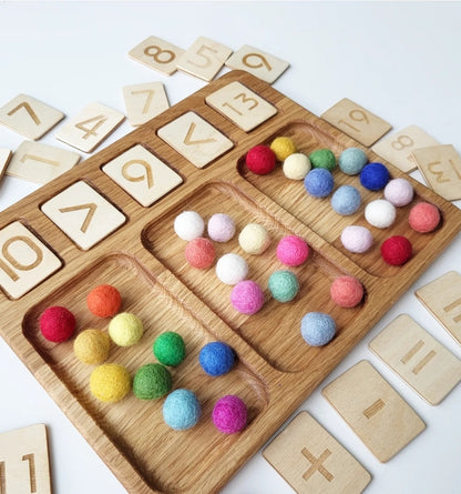 Math Board 1-20 with Trays & Rainbow Felt Balls | Educational Math Tools for Kids