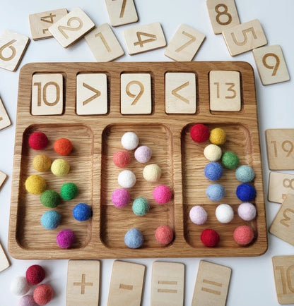 Math Board 1-20 with Trays & Rainbow Felt Balls | Educational Math Tools for Kids