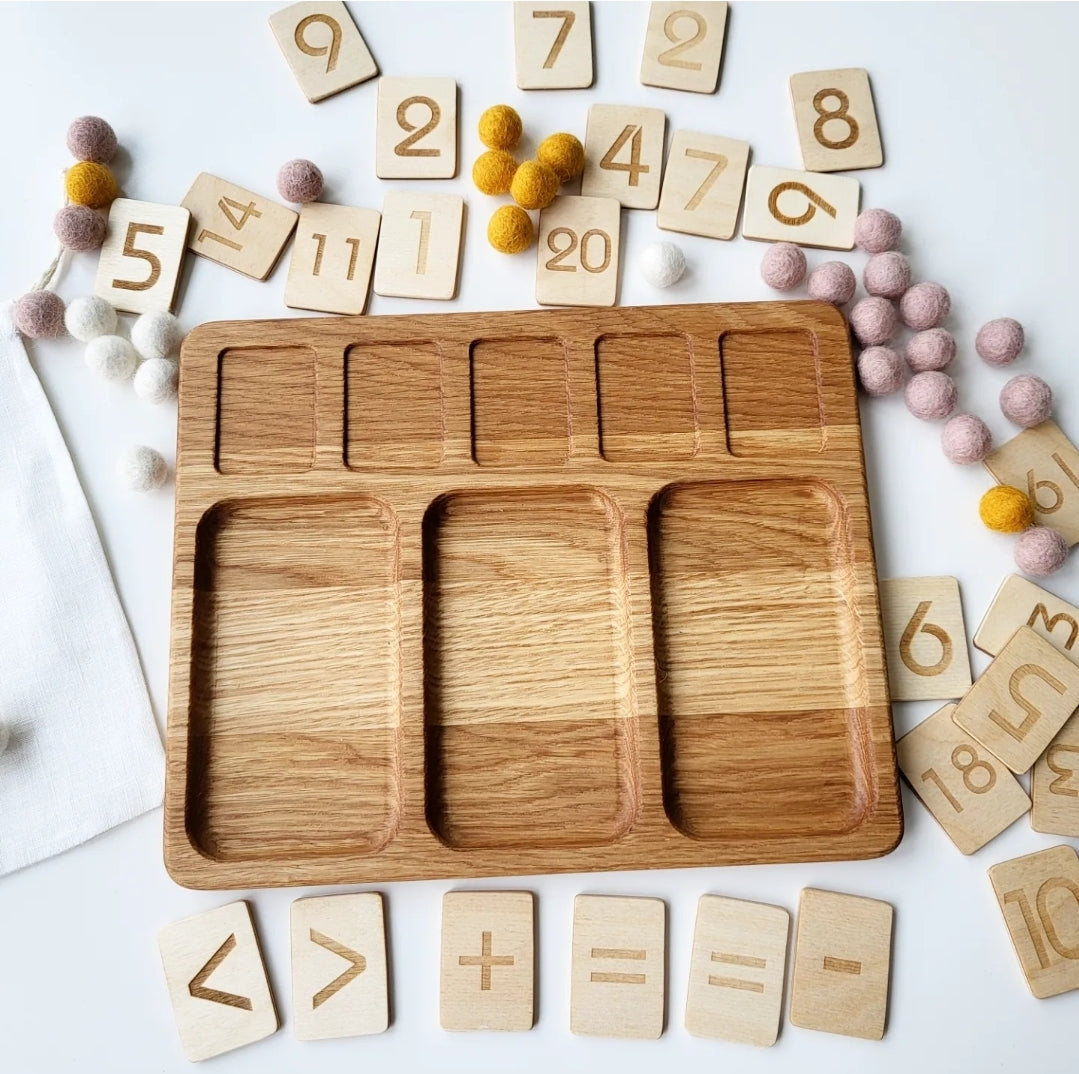 Montessori math board 1-20 with 3 sections