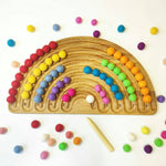 Load image into Gallery viewer, Rainbow Tracing board with 10 stripes and rainbow felt balls

