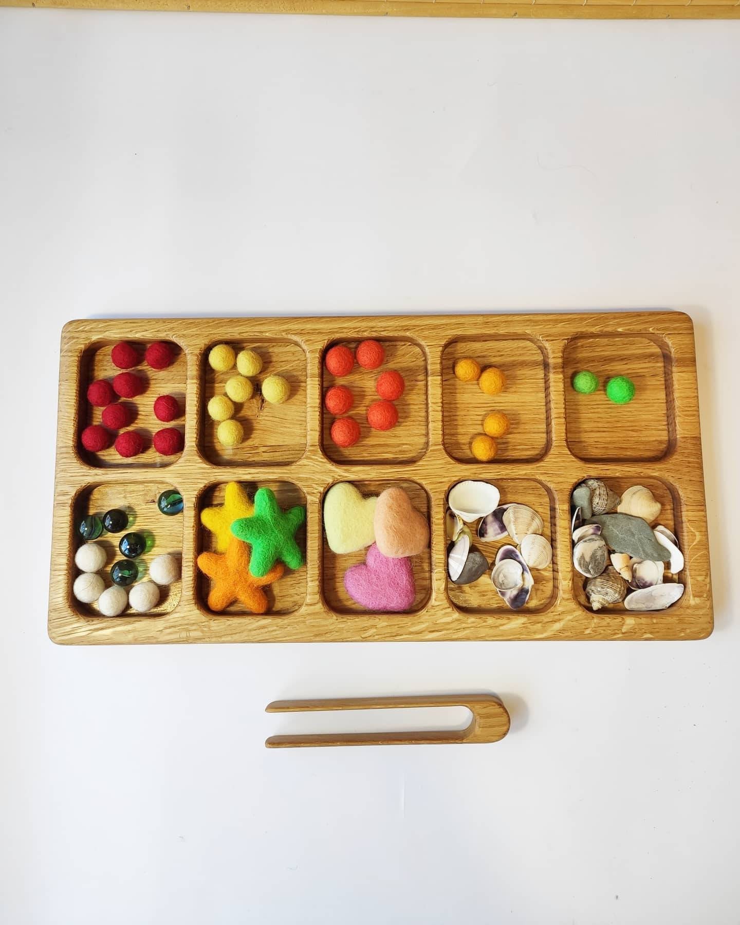 Montessori sorting trays with 10 sections WITHOUT numbers