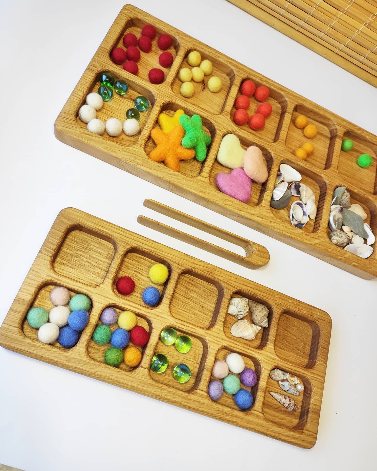 Montessori sorting trays with 10 sections WITHOUT numbers