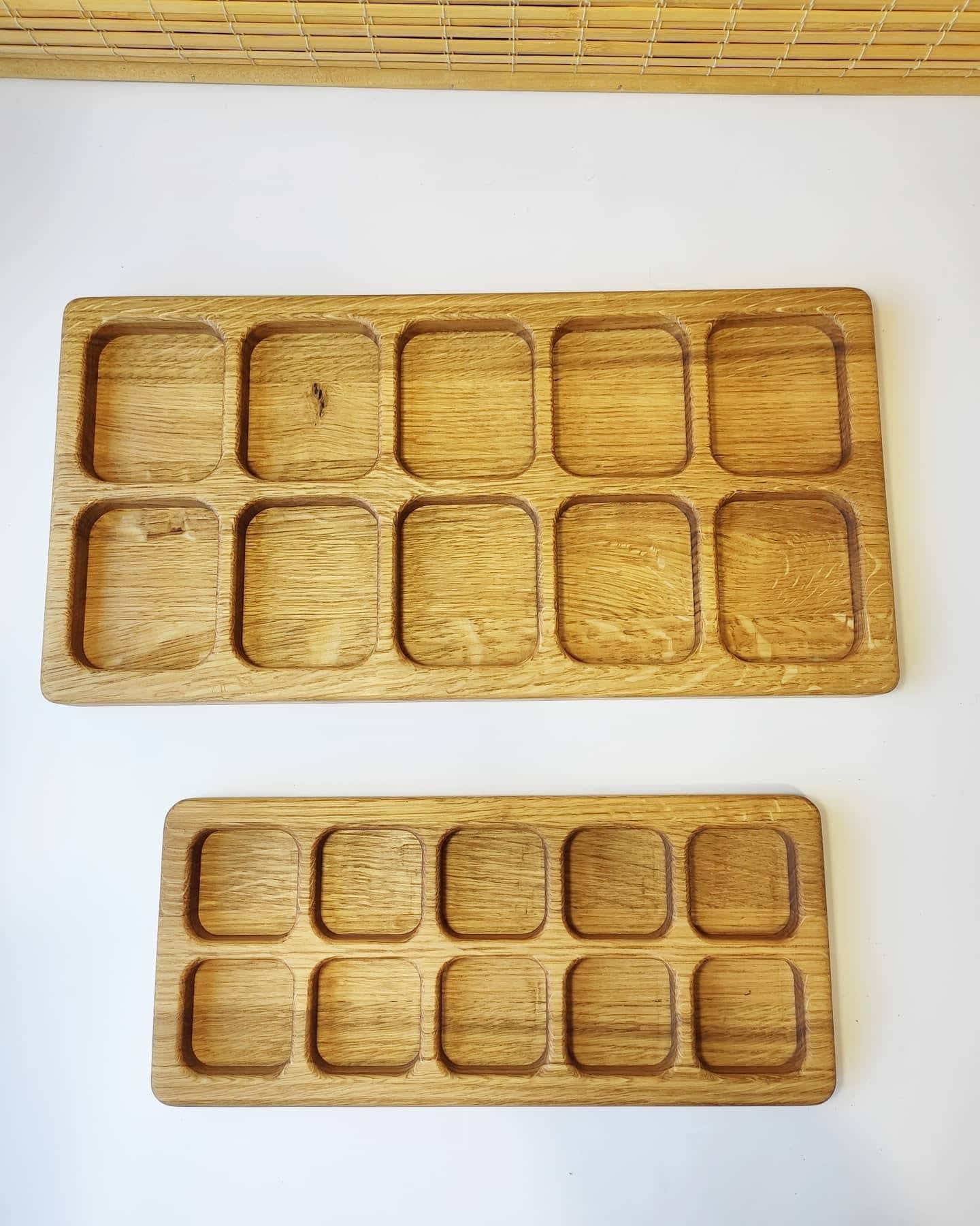 Montessori sorting trays with 10 sections WITHOUT numbers, small and big variations