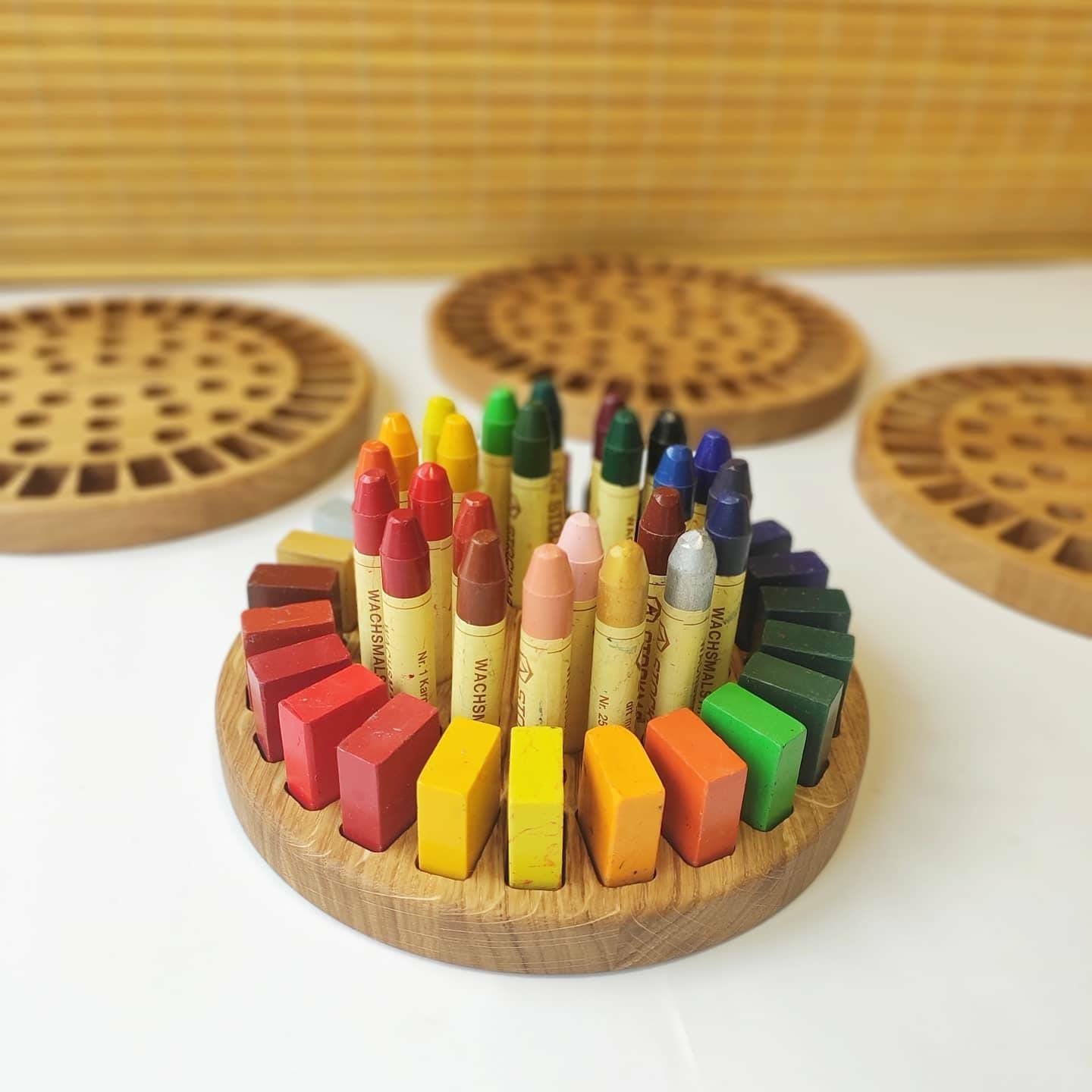 Wooden Stockmar crayon holder waldorf school tray wood desk organizer blocks sticks holder homeschool, wooden holder without crayons