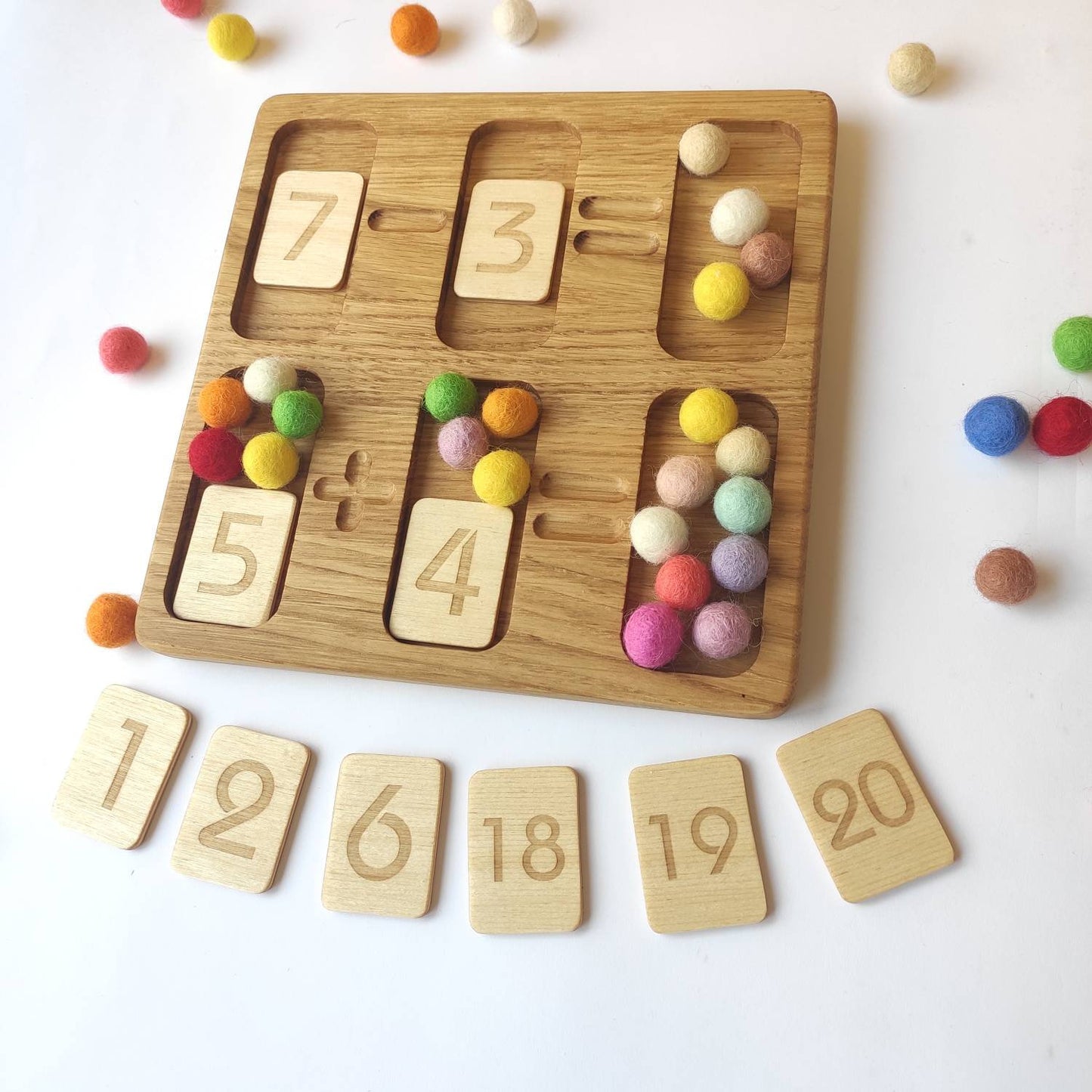 Montessori sorting tray with numbers cards 1-20(3 sections)