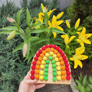 Rainbow tracing board with 4 stripes rainbow felt balls