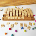 Load image into Gallery viewer, Montessori board with cards 1-100 for learning numbers and counting
