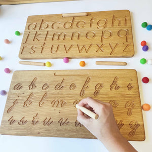 English alphabet reversible tracing board with uppercase and lowercase letters