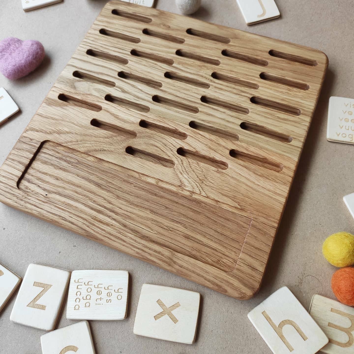 Dutch Alphabet reversible board with Lowercase Letters cards – THREEWOOD