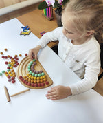 Load image into Gallery viewer, Rainbow tracing board with 5 stripes, waldorf felt balls

