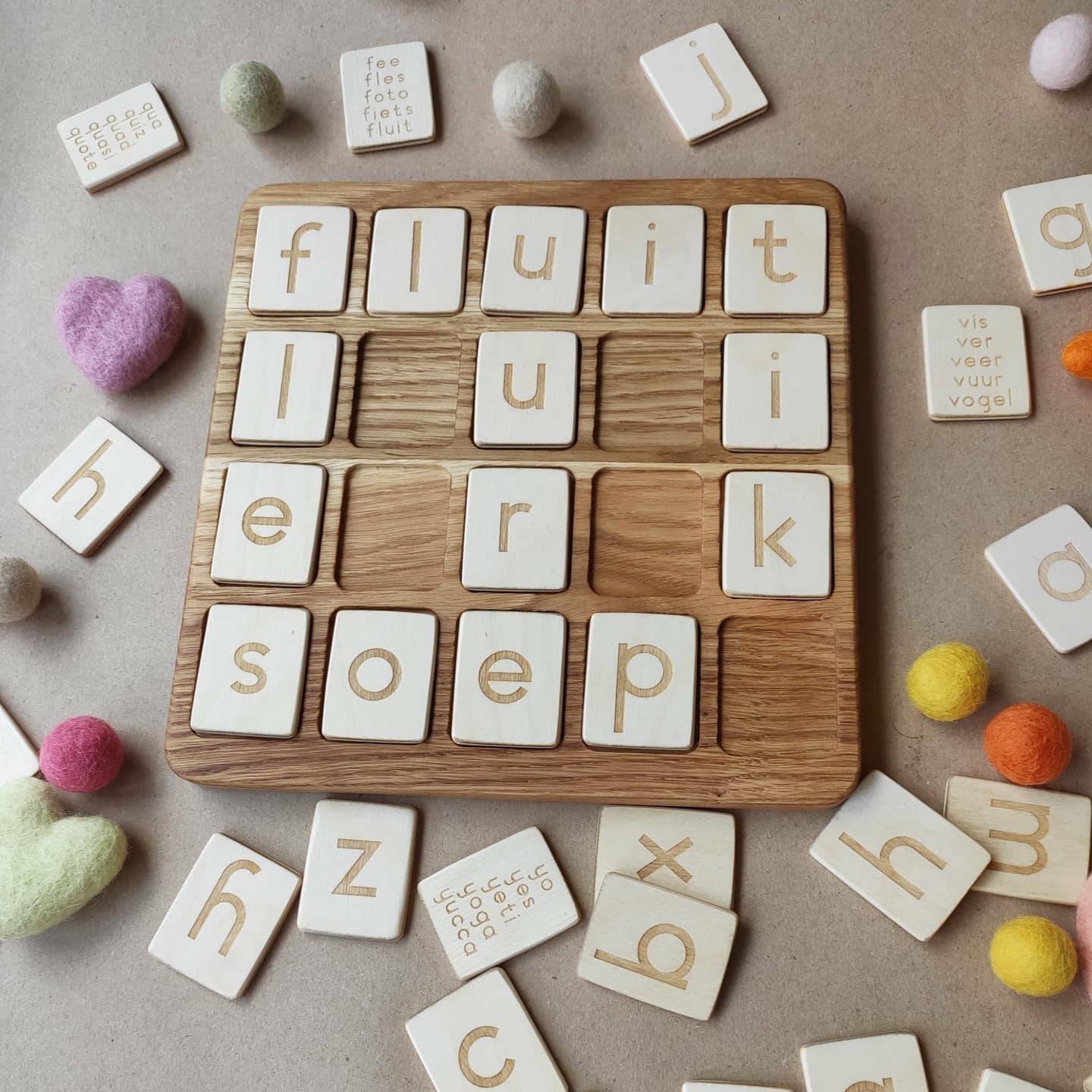 Dutch Alphabet reversible board with Lowercase Letters cards – THREEWOOD