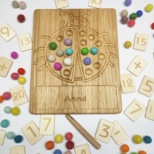 Wooden Ladybug Math board with set of numbers cards 1-20