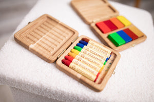 Stockmar crayon holder case for 8 sticks and for 8 blocks Waldorf school gift for kids wooden pencil case box without crayons